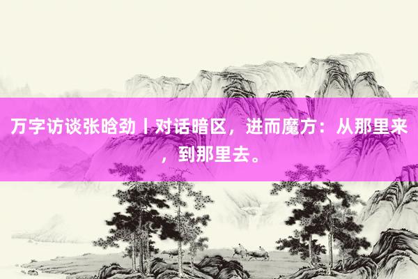 万字访谈张晗劲丨对话暗区，进而魔方：从那里来，到那里去。