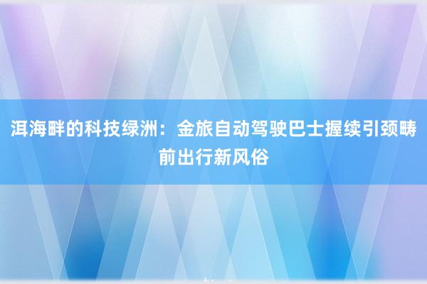 洱海畔的科技绿洲：金旅自动驾驶巴士握续引颈畴前出行新风俗